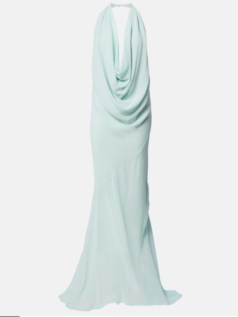 Mugler Mint Green Draped Silk Gown
